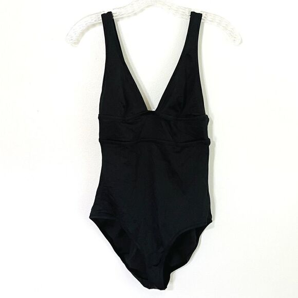 J.Crew Heritage Triangle Plunge Tank One Piece Swimsuit Black 4 - Picture 2 of 12